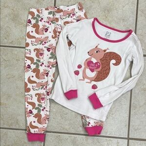 Children’s Place - Girls Squirrel Pajamas - White and Pink